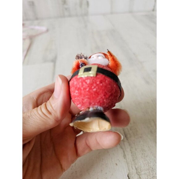 Antique glitter germany Santa flocked hat tinsel tree Xmas decor - Picture 7 of 8